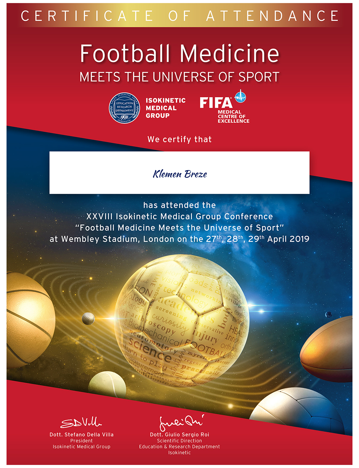 Football Medicine Certificate